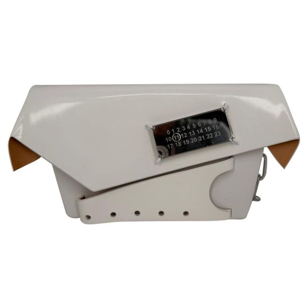 Maison Margiela Small Snatched Shoulder Bag in White Patent Leather